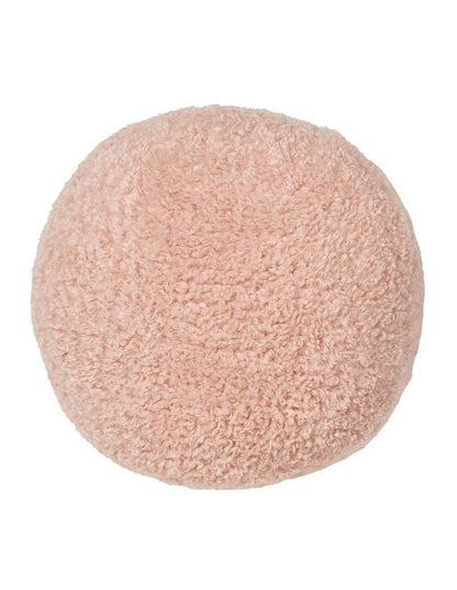 Shetland Faux Fur Cushion Round in Blush