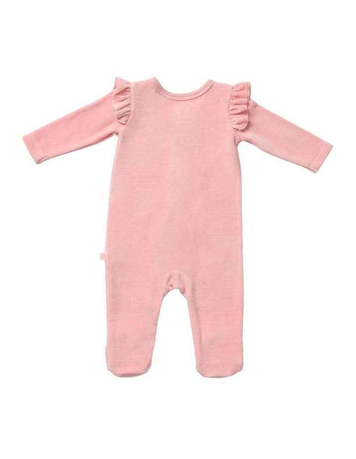 Frill And Ladybug Embroidery Zipsuit in Pink