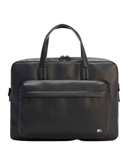 Flag Ribbed Pocket Laptop Bag in Navy