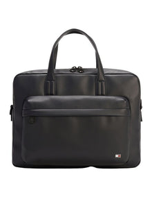 Flag Ribbed Pocket Laptop Bag in Navy