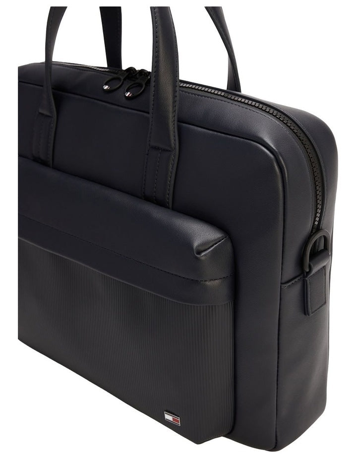 Flag Ribbed Pocket Laptop Bag in Navy
