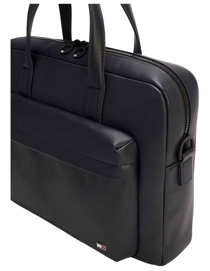 Flag Ribbed Pocket Laptop Bag in Navy