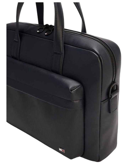 Flag Ribbed Pocket Laptop Bag in Navy