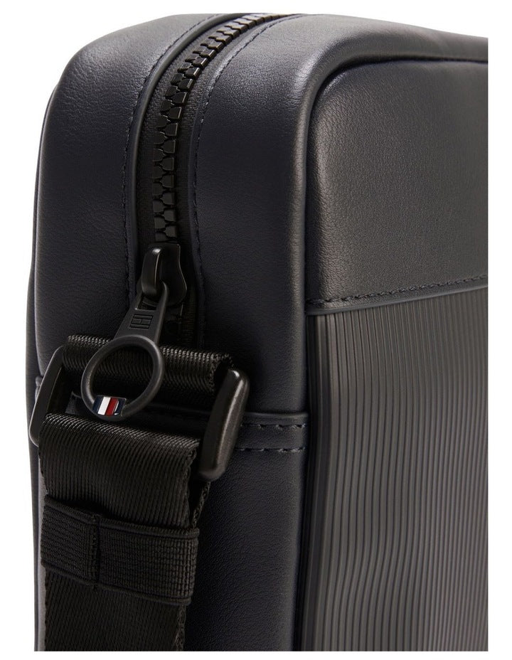 Flag Ribbed Crossbody Reporter Bag in Navy