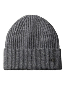 Hw Wool Blend Beanie Hat in Charcoal Heather