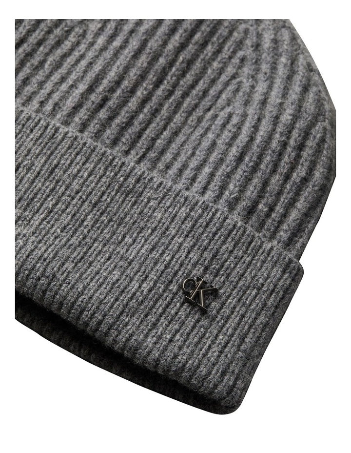 Hw Wool Blend Beanie Hat in Charcoal Heather