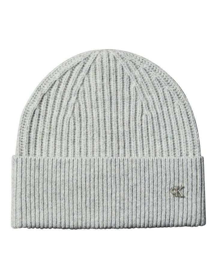 Hw Wool Blend Beanie Hat in Light Grey Heather