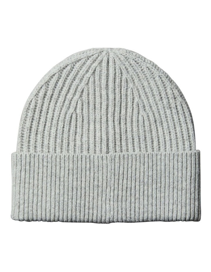 Hw Wool Blend Beanie Hat in Light Grey Heather
