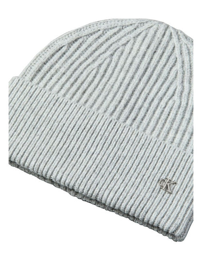 Hw Wool Blend Beanie Hat in Light Grey Heather