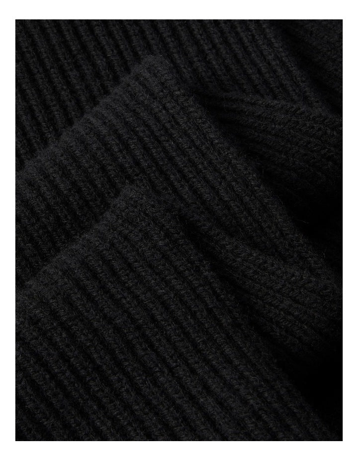 Hw Wool Blend Knit Scarf in Black