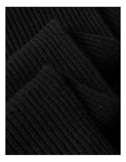 Hw Wool Blend Knit Scarf in Black