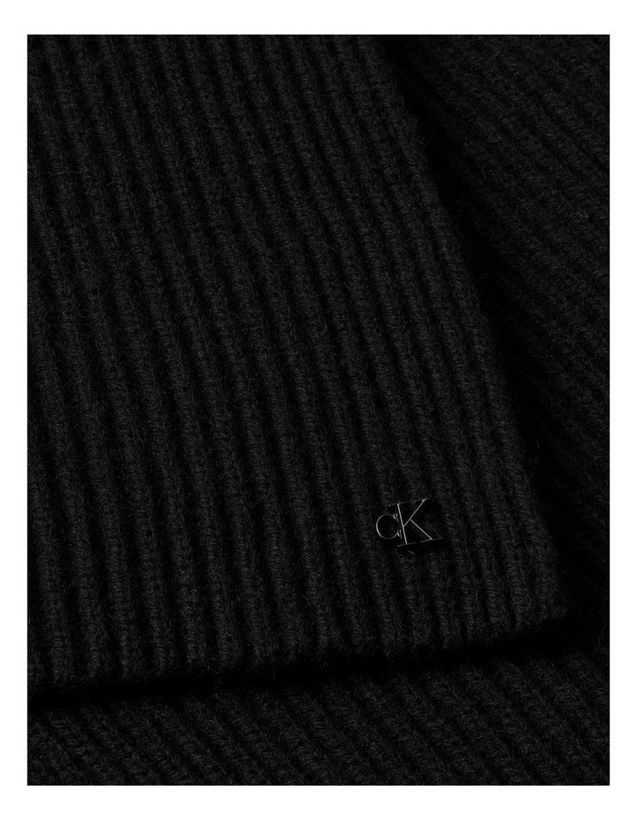 Hw Wool Blend Knit Scarf in Black