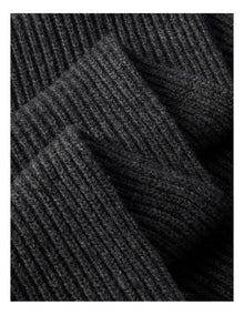 Hw Wool Blend Knit Scarf in Charcoal Heather