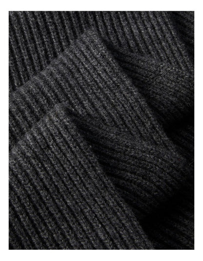 Hw Wool Blend Knit Scarf in Charcoal Heather