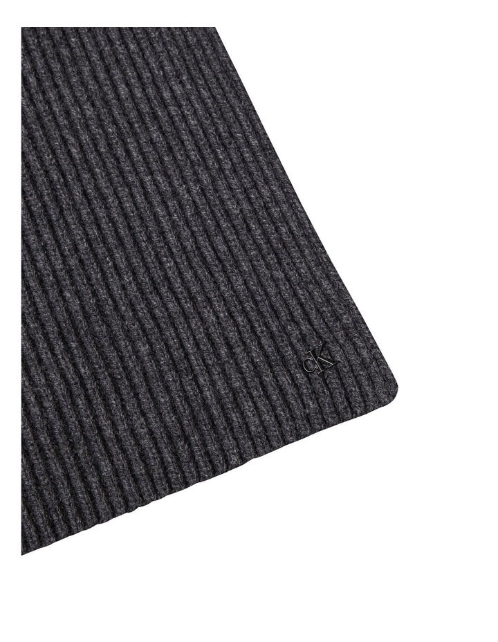Hw Wool Blend Knit Scarf in Charcoal Heather