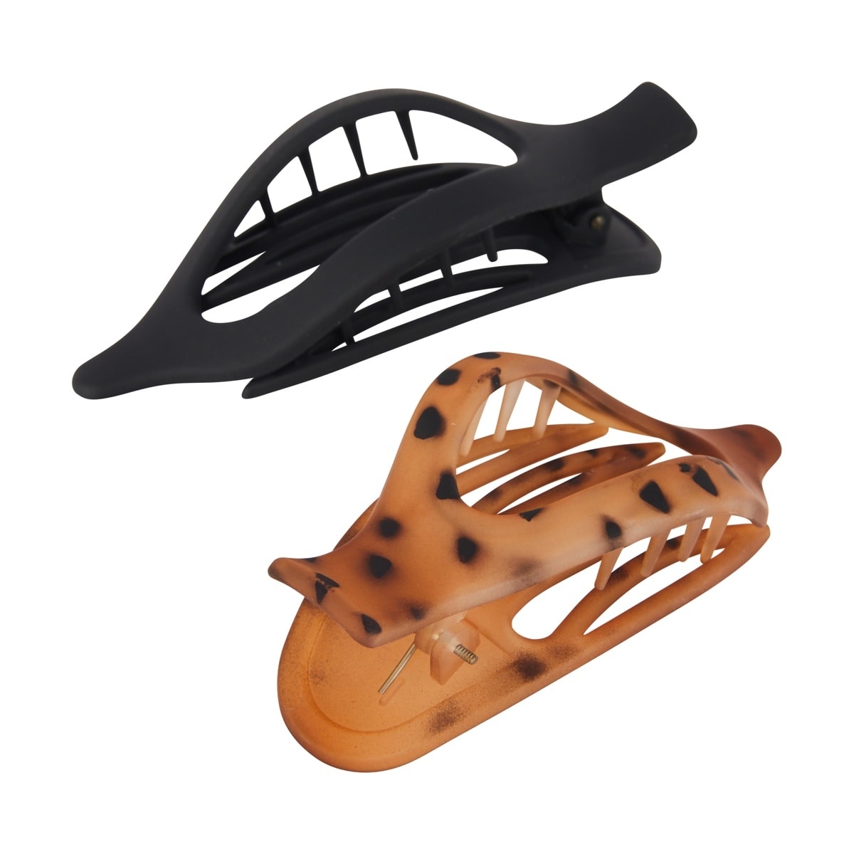 OXX Haircare 2 Pack Oval Claw Clip - Black and Leopard