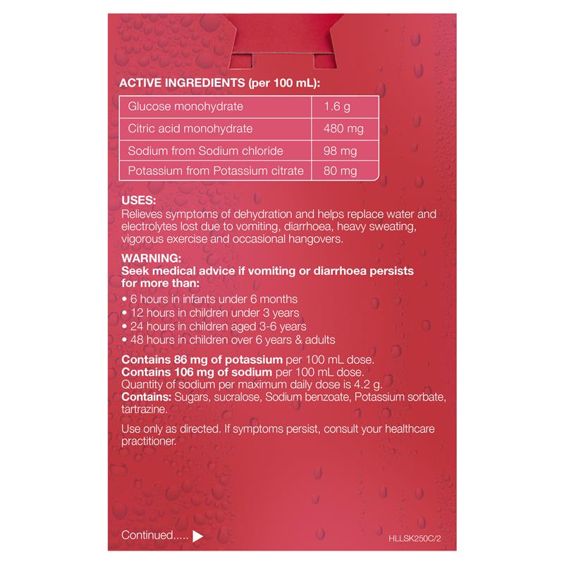 Hydralyte Electrolyte Strawberry and Kiwi 4x250ml Solution