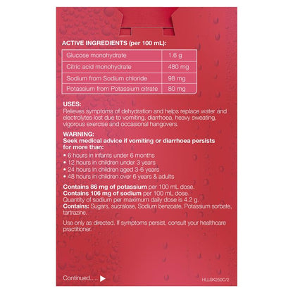 Hydralyte Electrolyte Strawberry and Kiwi 4x250ml Solution