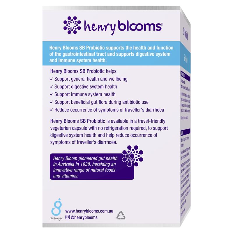 Henry Blooms Probiotic Gut Health 60 Vegetarian Capsules