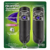 Nicorette Quit Smoking QuickMist Nicotine Mouth Spray Cool Berry 2 x 150 Sprays