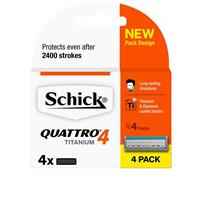 Schick Quattro 4 Titanium Mens Refill Razor Blades 4pk