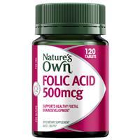 Nature's Own Folic Acid 500mcg 120 Tablets - GimmeNow