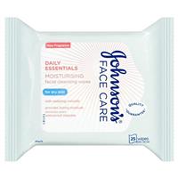 Johnson's Face Care Moisturising Facial Cleansing Wipes For Dry Skin 25 Pack - GimmeNow