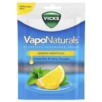 Vicks VapoNaturals Lemon Menthol Throat Lozenges 19 Naturally Flavoured Drops 70g Resealable Bag