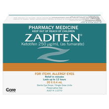 Zaditen 0.025% Eye Drops Unit Dose 0.4ml 20 Single Dose Units - GimmeNow