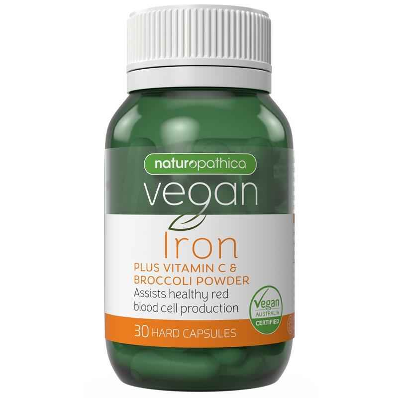 Naturopathica Vegan Iron Plus Vitamin C & Broccoli Powder 30 Capsules
