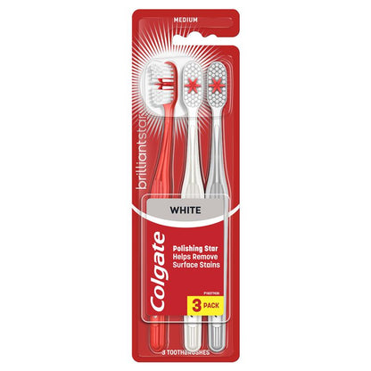 Colgate Toothbrush Brilliant White Medium 3 Pack