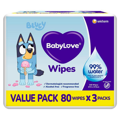 Babylove Water Wipes (80 X 3) 240 Pack
