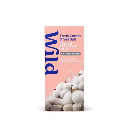 Wild Deodorant Antiperspirant Roll On Refill Cotton & Sea Salt 50ml
