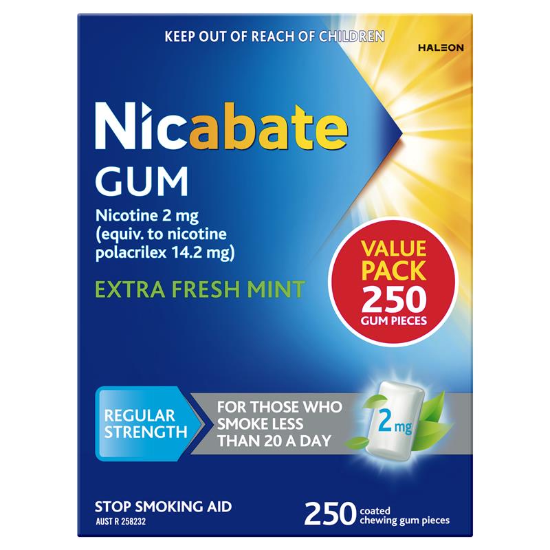 Nicabate Gum 2mg Extra Fresh 250 Pieces Exclusive Size