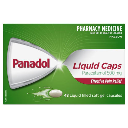 Panadol Liquid Capsules Paracetamol Pain Relief 48 Capsules