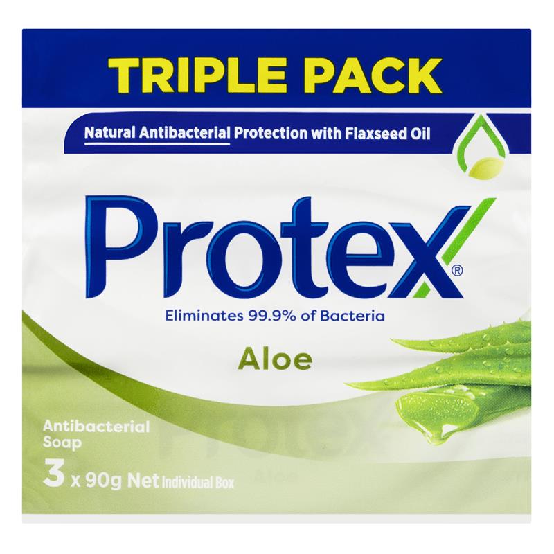 Protex Antibacterial Soap Bar Aloe 3 x 90g Pack