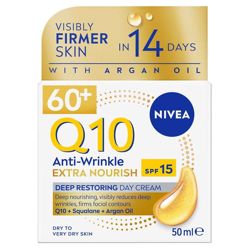 NIVEA Q10 Anti-Wrinkle Extra Nourish Deep Restoring Day Cream SPF15 50ml