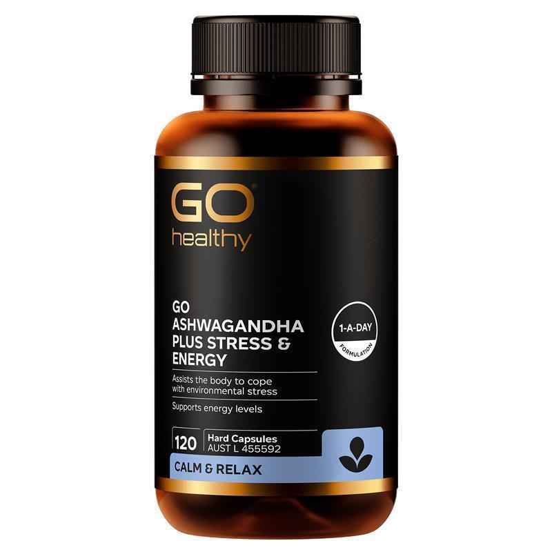 GO Healthy Ashwagandha Plus Stress & Energy 120 Hard Capsules Exclusive Size