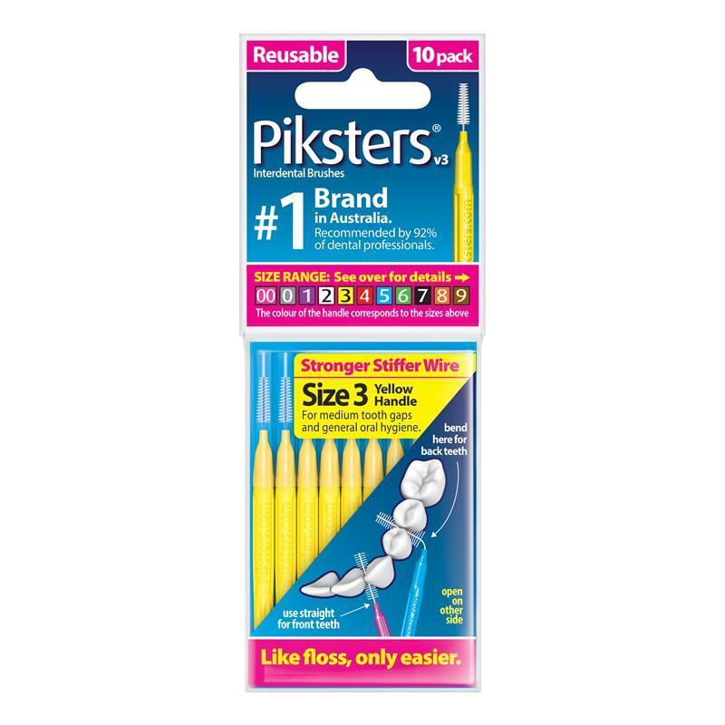 Piksters Interdental Brushes Size 3 Yellow 10 Pack