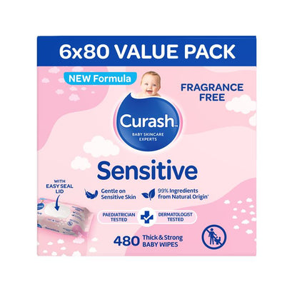 Curash Babycare Fragrance Free Wipes 6 x 80