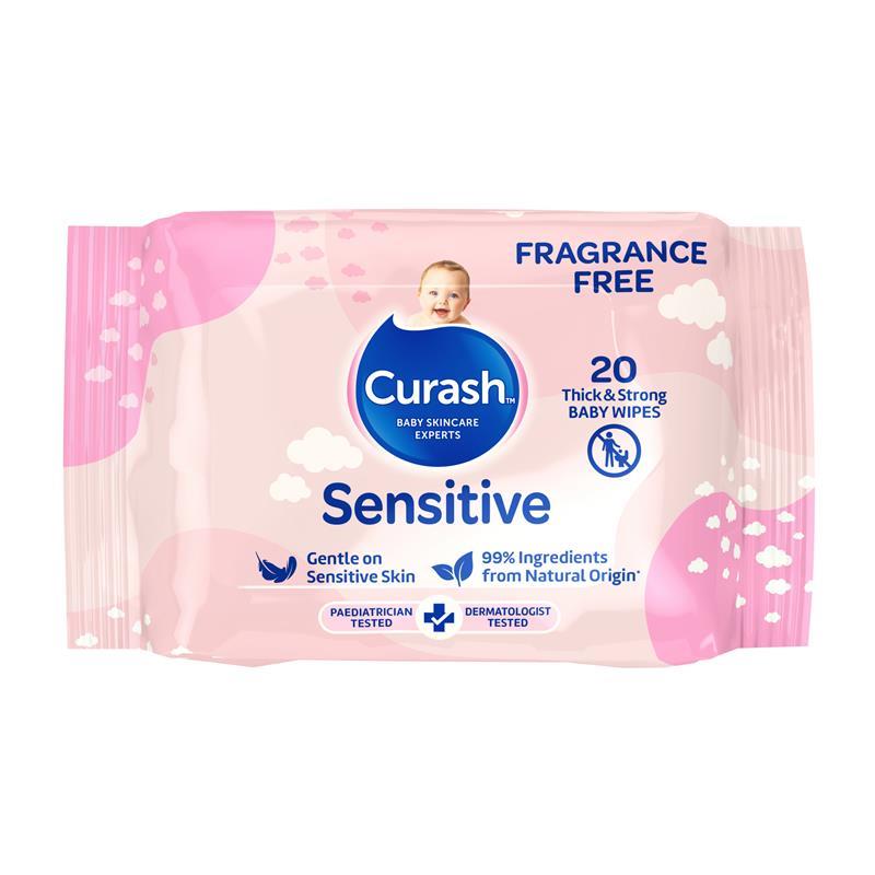 Curash Baby Sensitive Travel Wipes 20 Pack