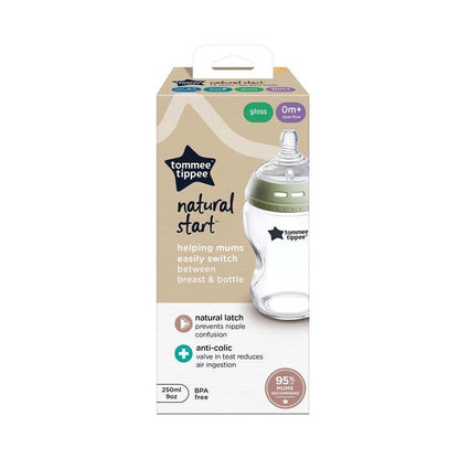 Tommee Tippee Natural Start 250ml Glass Bottle Slow Teat
