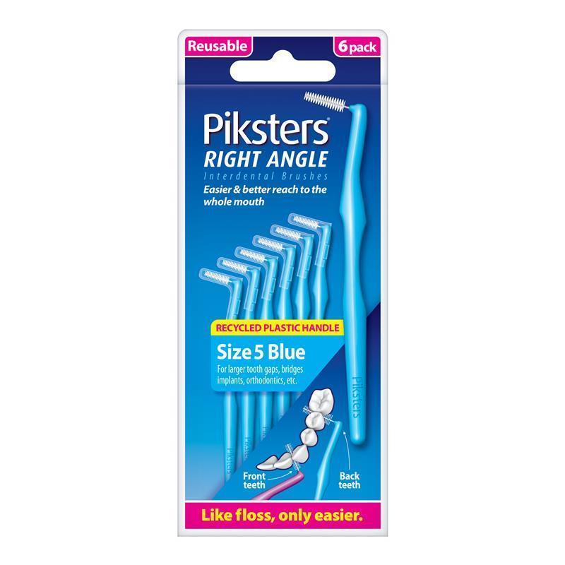 Piksters Interdental Brushes Right Angle Size 5 Blue 6 Pack