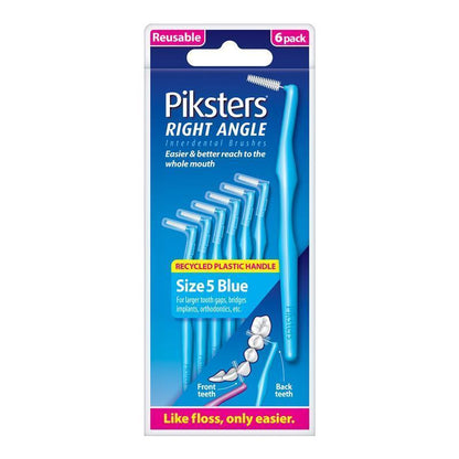 Piksters Interdental Brushes Right Angle Size 5 Blue 6 Pack
