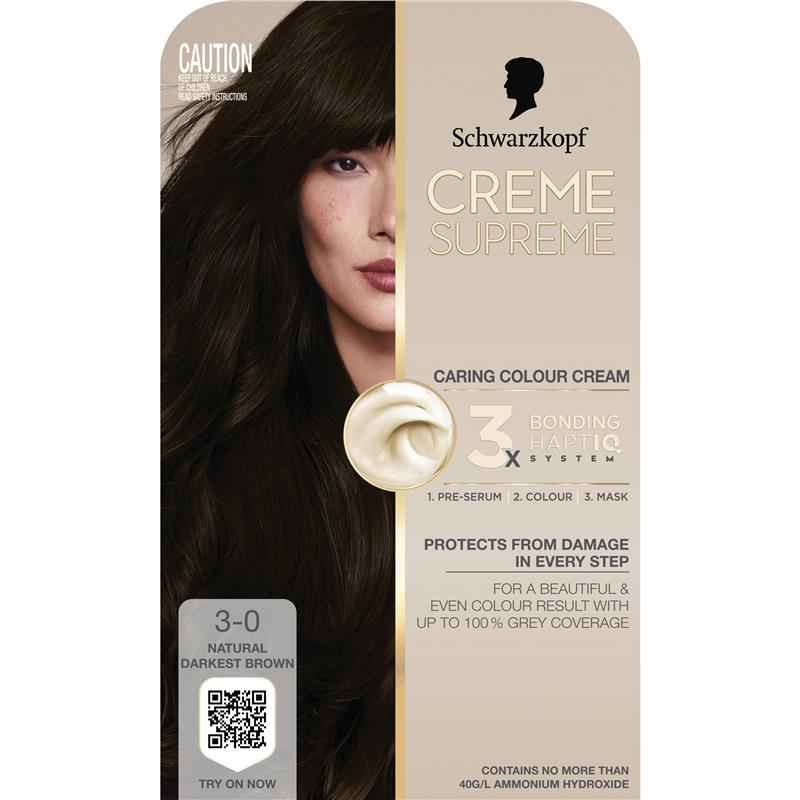 Schwarzkopf Creme Supreme Permanent Natural Darkest Brown 3-0