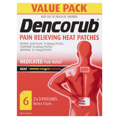 Dencorub Pain Relieving Heat Patches Value 6 Pack