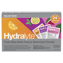 Hydralyte Electrolyte Fruity Bliss Multi Flavour Sachets 24 Value Pack