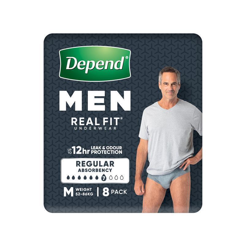Depend Real Fit for Men Incontinence Underwear Medium 8 Pack