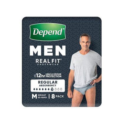 Depend Real Fit for Men Incontinence Underwear Medium 8 Pack