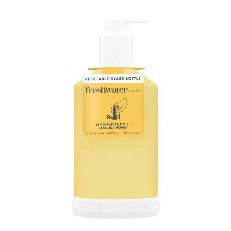 Freshwater Farm Refillable Glass Bottle Lemon Myrtle + Manuka Honey 500ml